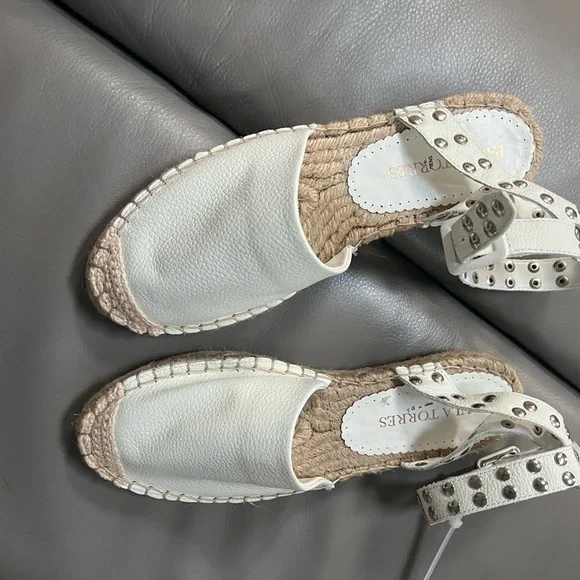 PAULA TORRES Ava Espadrille Sandal in Off White Size 7 - Picture 2 of 3